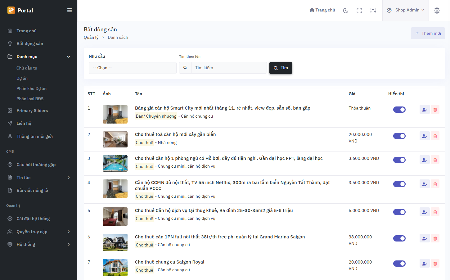 Thiết kế website rao vặt bất động sản