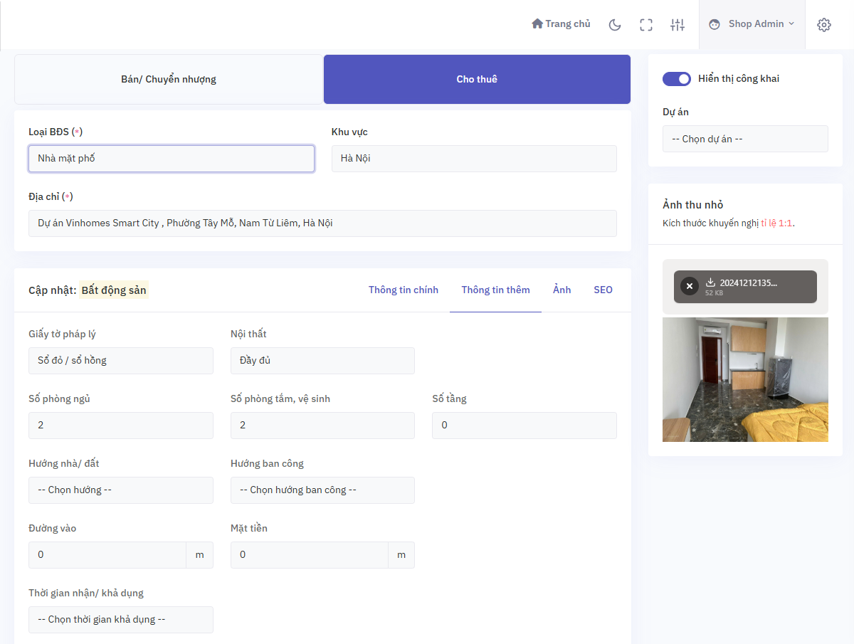 Thiết kế website rao vặt bất động sản