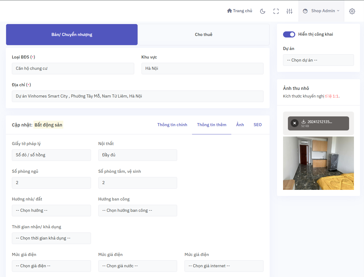 Thiết kế website rao vặt bất động sản